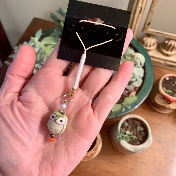 NEW Owl🦉Lanyard key chain ceramic owl Handmade # peacedbyalise - Picture 2 of 3